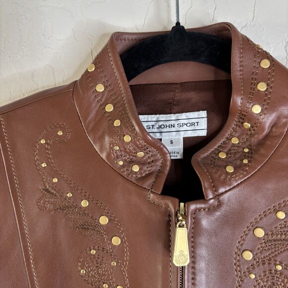 St. John Vintage Studded Leather Jacket - Picture 6 of 6